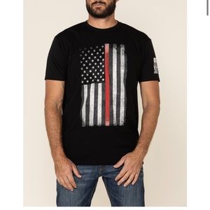 Brothers and Arms Red Line Flag black graphic short sleeve t shirt